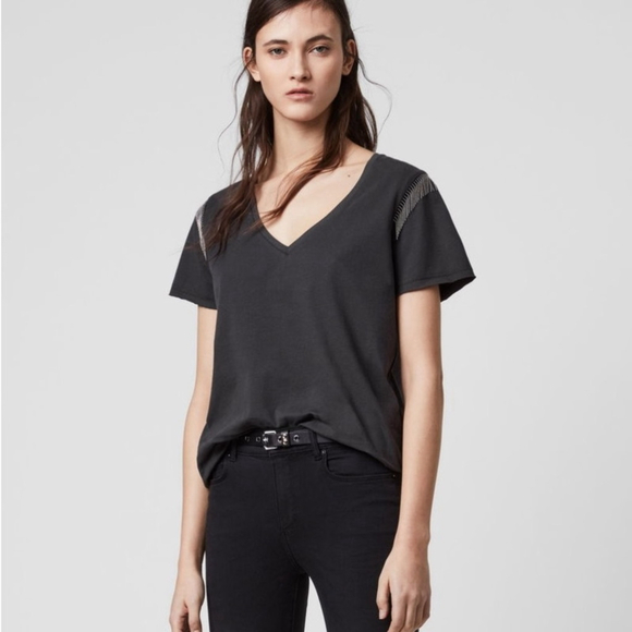 All Saints Tops - NWT All Saints Emelyn Chain T Shirt Washed Black Grey